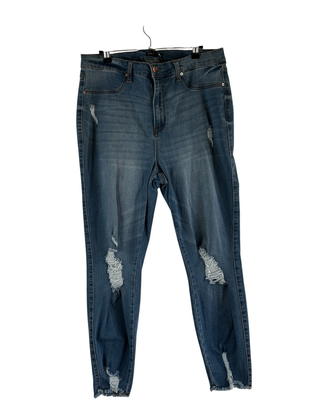 Fashion Nova Light Blue Denim Jeans with Copper Hardware